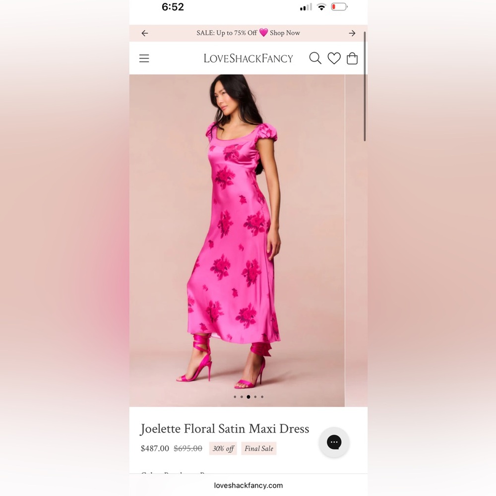 Selling LoveshackFancy Joelette Floral Satin Dress. Size 10
